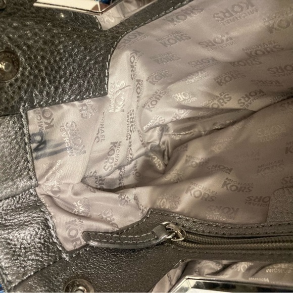 Michael Kors silver leather evening clutch bags